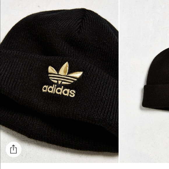 adidas black and gold beanie